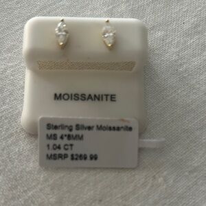 Gold over Sterling Silver Moissanite Teardrop Stud Earrings 1.04 CTW